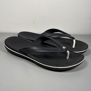 Crocs Crocband Black Flip Flops with White Accents Men’s Sz. 13